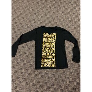Armani Exchange Black Long Sleeve V Neck T Shirt Graphic Print Women's Sz Medium